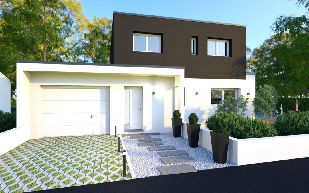 Maison à toit plat et garage de 95 m²